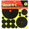 Birchwood Casey BC-34018 Self-Adhesive Shooting Targets, high visibility black targets with orange bulls-eyes and concentric rings for indoor and outdoor shooting ranges.