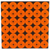 Birchwood Casey BC-33901 Self-Adhesive High-Contrast Shooting Targets for Rifles, Shotguns, Handguns & Archery, vibrant orange targets with black bullseyes arranged in a grid pattern.