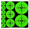 Birchwood Casey BC-33938 Self-Adhesive High-Contrast Shooting Targets for Rifles, Shotguns, Handguns & Archery - Green glowing target sheets with crosshair and bullseye design for range practice.