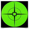 Birchwood Casey BC-33936 Self-Adhesive High-Contrast Shooting Targets for Rifles, Shotguns, Handguns & Archery, close-up of a green and black illuminated shooting target with crosshair design.
