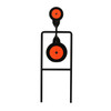 Birchwood Casey WRLD OF TGTS DBL MAG SPIN TGT, dual spinning target with orange and black targets on a black stand for shooting practice.