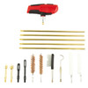 Birchwood Casey RIFLE CLEANING KIT 350LGND/450BM, set of cleaning tools including brass, nylon, and copper brushes, cleaning rods, oil applicators, and cleaning accessories for rifle maintenance.