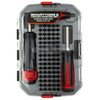 Real Avid REAL AVID SMART TORQ/DRIVER 83PC SET, transparent plastic storage case with comprehensive screwdriver and bit set for gunsmithing.