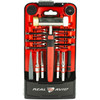 Real Avid Accu-Punch Hammer & Punch set, a compact toolkit with a hammer, various punches, and accessories arranged in a red and black carrying case.