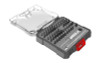 Real Avid REAL AVID X3 DRIVER 57PC BIT SET, compact screwdriver kit with multiple bits and a transparent storage case.