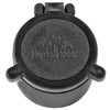Butler Creek 30330 flip scope cover 33 obj, black protective scope cover with flip-up lid and Butler Creek logo embossed on the top.