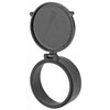 Butler Creek 30480 flip scope cover 48 obj, a black protective flip-up lens cover for rifle scopes with a large 48mm objective lens, designed to protect and shield scopes from damage and glare.