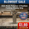 ABCSportZ TS-FG25T ABCSportZ USA Made Polymer 3 Position Folding Stubby Grip Tan ABCFG25T
