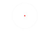 Leapers, Inc. - UTG OP3 MICRO RED 4.0 SNGL DOT, close-up of the red dot sight target with a small red illuminated dot at the center.