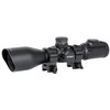 Leapers, Inc. - UTG SCP3-UM312AOIEW rifle scope with black matte finish, long adjustable zoom lens, and mounting brackets for precision shooting.