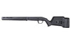 Magpul Industries MAG931-BLK Hunter American Stock for Ruger American Short Action Rifles, black adjustable stock with ergonomic design and M-LOK compatibility, shown on a rifle.