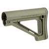 Magpul Industries Magpul MOE Fixed Carbine Stock - Mil-Spec Model (MAG480-ODG), close-up of durable polymer stock with 12.2-inch length of pull and compatibility with ASAP plates for tactical rifle use.