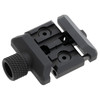 Magpul Industries MAG1196-BLK QR Rail Grabber – Compact Quick-Release Adapter for Bipods, Compatible with Picatinny & RRS/ARCA Interfaces, showing a close-up of the black mount with textured tightening knob and quick-release mechanism.