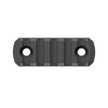 Magpul Industries MAG590-BLK M-LOK Polymer Rail Section - Lightweight 5-Slot Mount for Accessories, black polymer rail with two circular mounting holes.