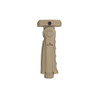JE Machine Tech TS-FG7T Ergonomic Ambidextrous 5-position Foldable Foregrip Tan, a tactical firearm accessory designed for enhanced grip and versatility.