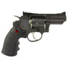 Crosman SNR357 Snubnose BB Pistol Revolver, close-up of black compact revolver with textured grip and a red dot targeting sight.