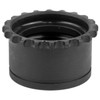 CMMG 55DA296 AR-15 Barrel Nut, black metal firearm accessory with a serrated edge for secure attachment.