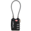 Bulldog Cases BD8022, a combination black suitcase lock with three dials and a flexible metal cable for securing luggage or other items.