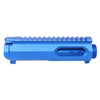 Guntec USA GT-UPPER-9-BLUE AR-15 9mm Dedicated Stripped Billet Upper Receiver, Anodized Blue, with Picatinny rail and threaded end for firearm customization.