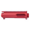 Guntec USA GT-UPPER-9-RED AR-15 9mm Dedicated Stripped Billet Upper Receiver, anodized red with Picatinny rail and threaded end.
