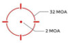 Holosun Technologies Holosun 507K Multi-Reticle Compact Pistol Red Dot Sight with Shake Awake Technology, showcasing a close-up view of the reticle options including 32 MOA and 2 MOA dots for precise aiming.
