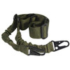 ABC SportZ Adjustable 2 Point Tactical Bungee Sling, green color, with adjustable strap and clip hooks for firearm enhancement.