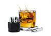 Caliber Gourmet CBG-1046B Bullet Chillers Stainless Steel Silver, stainless steel bullet chillers with ice cubes in a glass of whiskey.