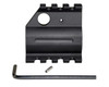 ABCSportZ MHQGB 0.750” AR-15 Railed Gas Block, HIGH PROFILE, black metal upper rail gas block with mounting pegs, Allen wrench, and a small pin for installation.