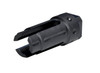 Presma 0.750" Muzzle Brake for .223/5.56 AR-15 - Trident - Steel - Black [MZ-26-01-B], black steel muzzle brake with cylindrical design and side ports for recoil reduction.