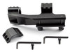 Presma 1" High Profile Cantilever Scope Mount with removable 45° mini rails, black mount with mounting hardware and accessories.