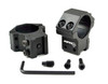 Presma 1-inch Medium Profile Scope Rings For Dovetail System, image of scope rings with mounting screws and Allen wrench.