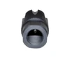 Presma 1/2x28 Competition Grade Muzzle Brake Recoil Compensator for .223/5.56 NATO, Steel with Black Knurled Phosphate finish, front view showing the shorty style design and threading.