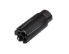 Presma MZ-08-01-B Competition Grade Muzzle Brake for .223/5.56, black cylindrical muzzle brake with a knurled body and multiple front-facing ports, shown isolated on a white background