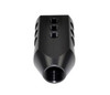 Presma 1/2x28 Competition Grade Muzzle Brake, Steel with Black Phosphate Finish - AR-15, front view of the black steel muzzle brake with venting holes for recoil reduction.