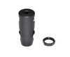 Presma 1/2x28 Competition Grade Muzzle Brake, Steel with Black Phosphate Finish - AR-15 .223/5.56, image shows a cylindrical black muzzle brake with a separate black locking nut next to it.