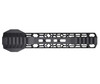 Presma 10" Super Light Free Float M-LOK Handguard with Partial Top Rail, LR 308 DMPS High Profile, side view showing the open lattice design for weight reduction and M-LOK slots for accessories.