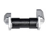 Presma 223/5.56/308 Aluminum and Steel Ambidextrous Safety Selector Switch, Silver, shown in a close-up view with a black cylinder and silver textured ends.