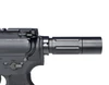 Presma 3.5" Short Buffer Tube System, Silver - Close-up of the black buffer tube attached to firearm lower receiver with textured surface for enhanced grip.