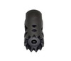 Presma 5/8x24 Competition Grade Muzzle Brake Recoil Compensator for 308, Steel, Gunmetal Black, front view showing the angular and vented design of the recoil compensator.