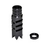 Presma 5/8x24 Competition Grade Muzzle Brake, Steel with Black Phosphate Finish, shown with mounting ring and mounting threads visible.