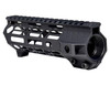 Presma 7" M-LOK Handguard with Shark Forend, Integrated Hand Stop for .223/5.56, tactical black, lightweight with multiple cutouts for enhanced grip and airflow.