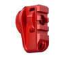 Presma Aluminum Bufferless Stock Adapter Picatinny Rail End Cap and QR Hole, Red [PSAP02-R], close-up view of a red anodized aluminum firearm accessory with a textured adjusting dial and mounting holes.