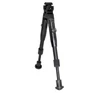 Presma Barrel Clamp Bipod, Aluminum, Folding Fits 0.45" to 0.750" Barrels, Height Adjustable 7" to 8.25" (BP04), image showing a black, foldable bipod with adjustable height and barrel clamp features.
