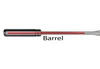Presma Barrel Shroud for 1/2x28 .223/5.56, Length 5.75", product image showing metal barrel shroud with black and red finish and attached rod.