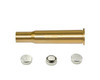 Presma British .303 Red Laser Bore Sight [BSRL303], a golden cylindrical bore sight tool with three small metallic calibration coins in front of it.