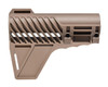 Presma Fixed Polymer Fixed Stock, tan-colored AR pistol buffer tube stock with slotted grip design and adjustable features.