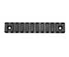 Presma KeyMod to Picatinny Adapter Rail, 11 Slots, black anodized aluminum with two mounting holes, for firearm accessories customization.