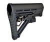 Presma Mil-Spec Adjustable Stock w/ QR Sling Adapter, black adjustable rifle stock with side sling attachment and textured grip area.