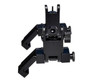 Presma Rapid Transition 45º Offset Flip-Up Sights, Aluminum Front & Rear Set, black tactical firearm sights with flip-up mechanisms and mounting base.