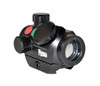 Presma Red/Green Dot Sight with Fully Multi-Coated Lens [PRRH011], close-up of the compact tactical firearm sight featuring red and green LED reticles and adjustable settings.